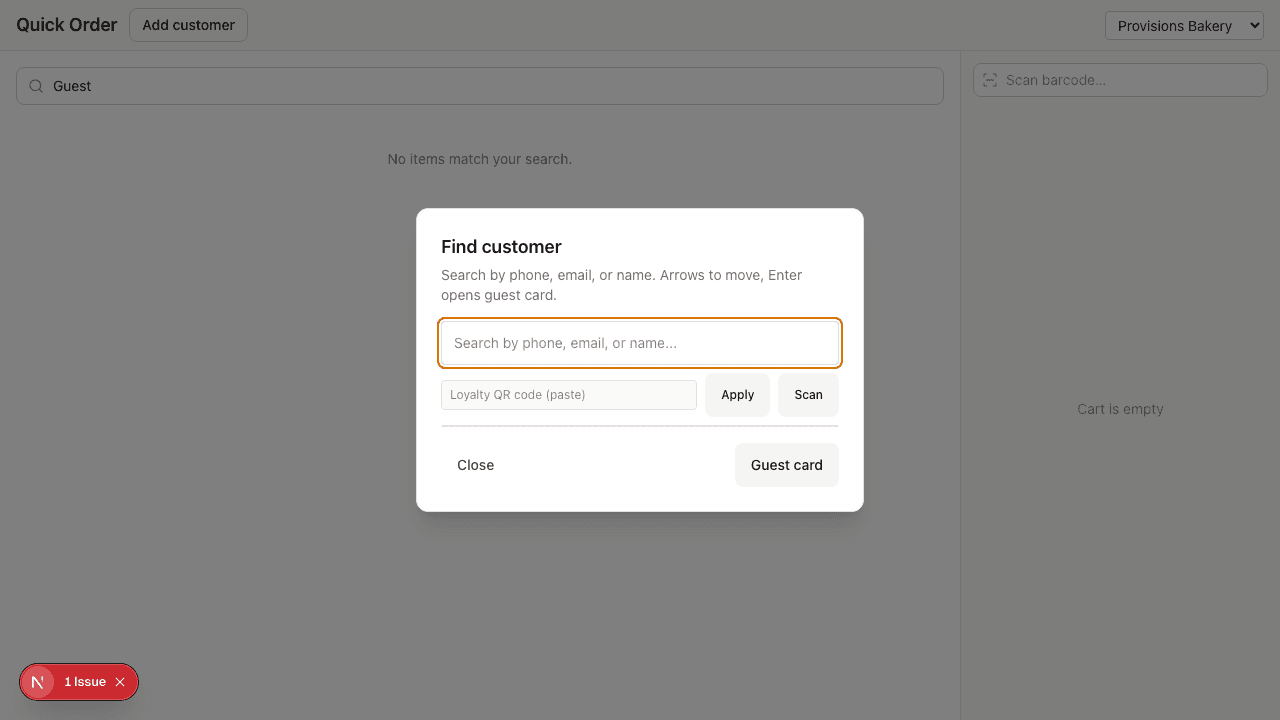 Customer lookup during service